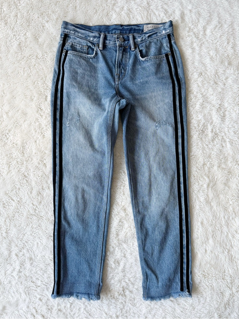 All Saints Woman Blue Boys Straight Leg Jeans US26 Grunge Western Contemporary